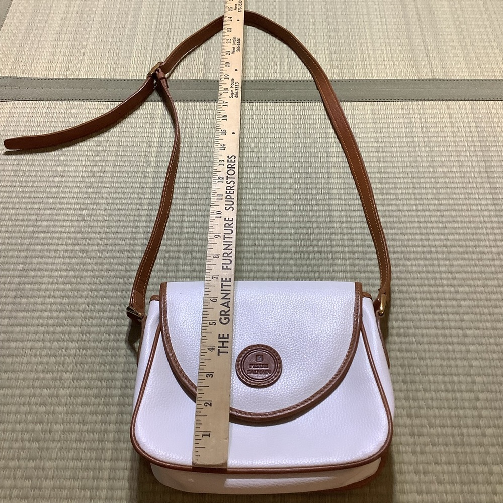 Vintage Pierre Balmain Purse White and Brown Leather Crossbody Bag - Picture 7 of 11